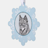Alaskan Klee Kai Painting - Niedliche Original Dog Ornament Karte (Linke Ecke)