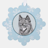 Alaskan Klee Kai Painting - Niedliche Original Dog Ornament Karte (Vorderseite)