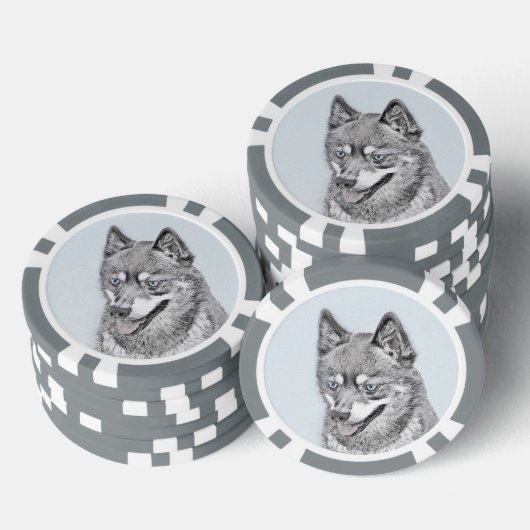 Alaskan Klee Kai Painting - Niedliche Original Dog Pokerchips (Stapel)