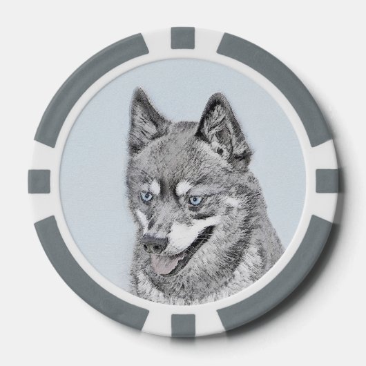 Alaskan Klee Kai Painting - Niedliche Original Dog Pokerchips (Vorderseite)