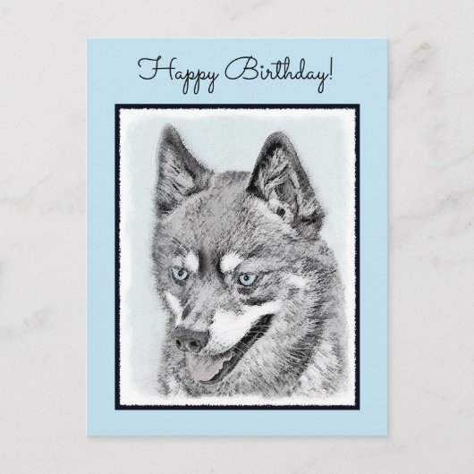 Alaskan Klee Kai Painting - Niedliche Original Dog Postkarte (Vorderseite)