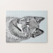 Alaskan Klee Kai Painting - Niedliche Original Dog Puzzle (Horizontal)
