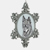 Alaskan Klee Kai Painting - Niedliche Original Dog Schneeflocken Zinn-Ornament (Links)