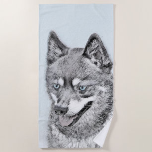 Alaskan Klee Kai Painting - Niedliche Original Dog Strandtuch