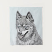 Alaskan Klee Kai Painting - Niedliche Original Dog Wandteppich (Vorderseite)