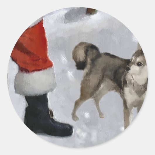 Alaskan Klee Kai Weihnachtsgeschenken Runder Aufkleber (Vorderseite)