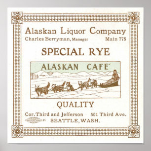 Alaskan Liquor Company Werbung circa 1912 Poster