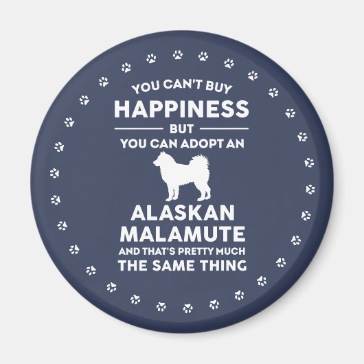 Alaskan Malamute Adoption Glück Magnet (Vorne)