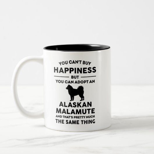 Alaskan Malamute Adoption Glück Zweifarbige Tasse (Links)