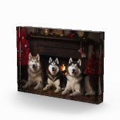 Alaskan Malamute am Feuerplatz Weihnachten Fotoblock (Rechts)