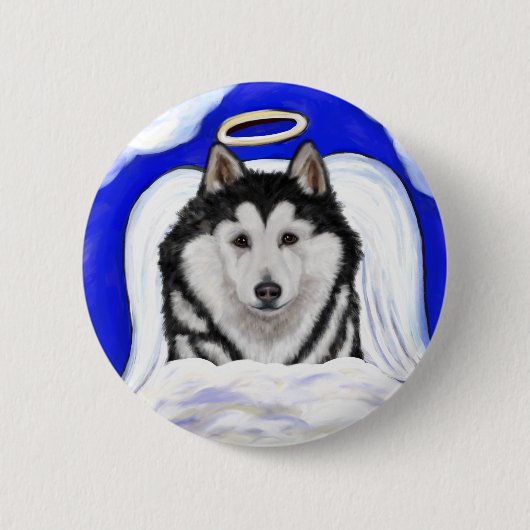 Alaskan Malamute Angel Button (Vorderseite)