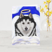 Alaskan Malamute Angel Karte (Gelbe Blume)