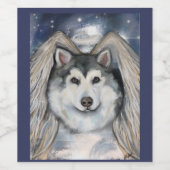 Alaskan Malamute Angel Weinetikett (Einzelnes Label)