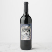 Alaskan Malamute Angel Weinetikett (Vorderseite)