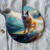 Alaskan Malamute Beach Surfmalerei Button (Beispiel)