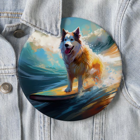 Alaskan Malamute Beach Surfmalerei Button (Beispiel)