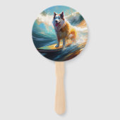Alaskan Malamute Beach Surfmalerei Fächer (Rückseite)