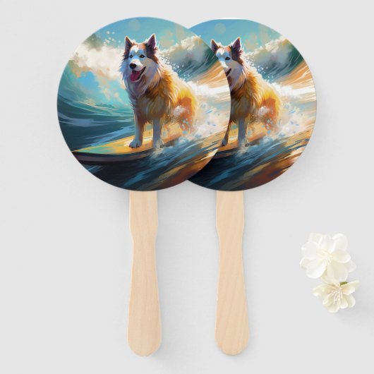 Alaskan Malamute Beach Surfmalerei Fächer (Vorne und Hinten)