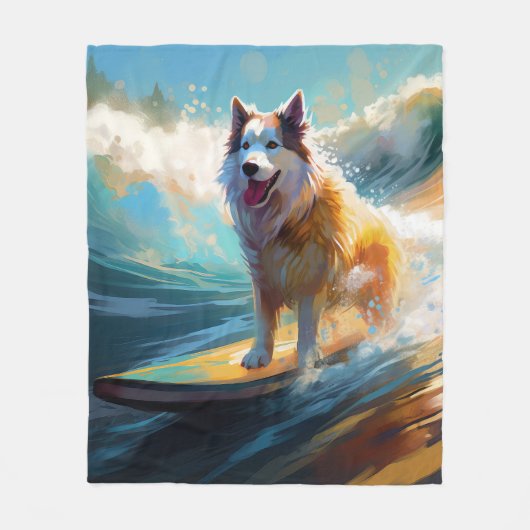 Alaskan Malamute Beach Surfmalerei Fleecedecke (Vorderseite)