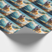 Alaskan Malamute Beach Surfmalerei Geschenkpapier (Ecke)