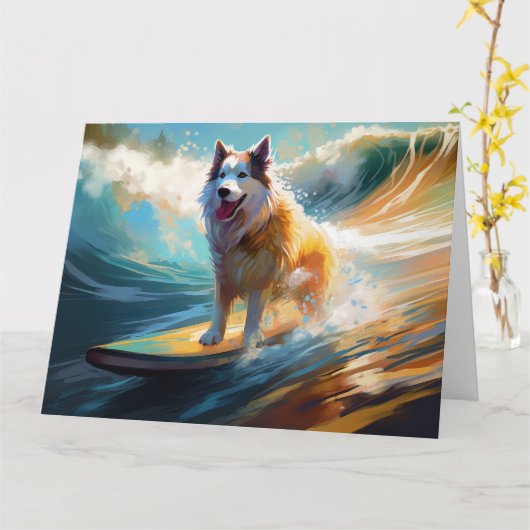 Alaskan Malamute Beach Surfmalerei Karte (Gelbe Blume)