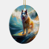Alaskan Malamute Beach Surfmalerei Keramik Ornament (Rechts)