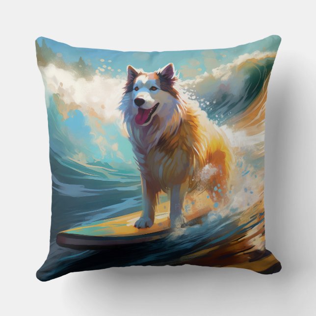 Alaskan Malamute Beach Surfmalerei Kissen (Rückseite)
