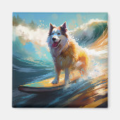 Alaskan Malamute Beach Surfmalerei Magnet (Vorne)