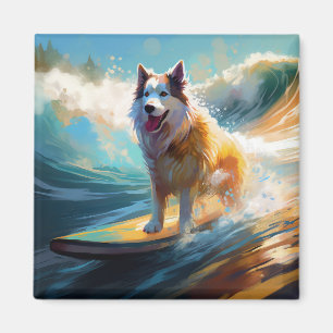 Alaskan Malamute Beach Surfmalerei Magnet