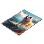 Alaskan Malamute Beach Surfmalerei Notizblock (Linke Seite)