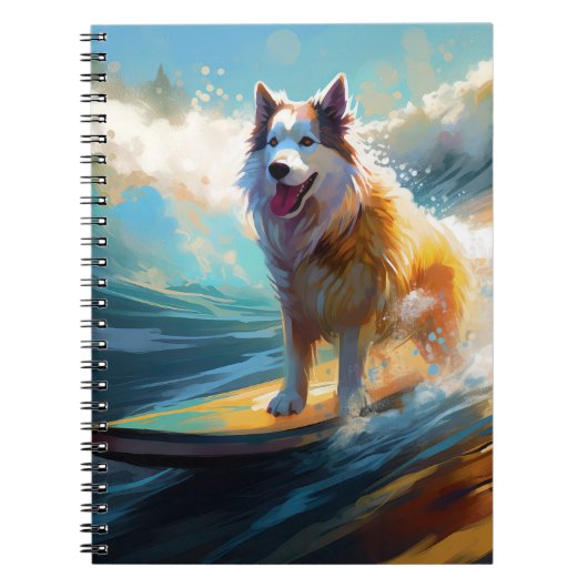 Alaskan Malamute Beach Surfmalerei Notizblock (Vorderseite)