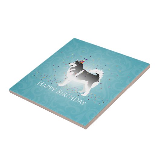 Alaskan Malamute Birthday Design Fliese (Seite)