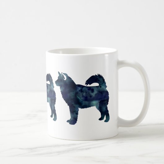 Alaskan Malamute Black Watercolor Silhouette Kaffeetasse (Rechts)
