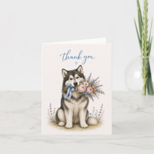 Alaskan Malamute Blumenstrauß Dankeschön Dankeskarte