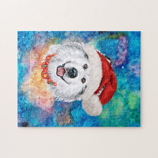 Alaskan Malamute Breed Dog Weihnachtsmuster Puzzle (Horizontal)