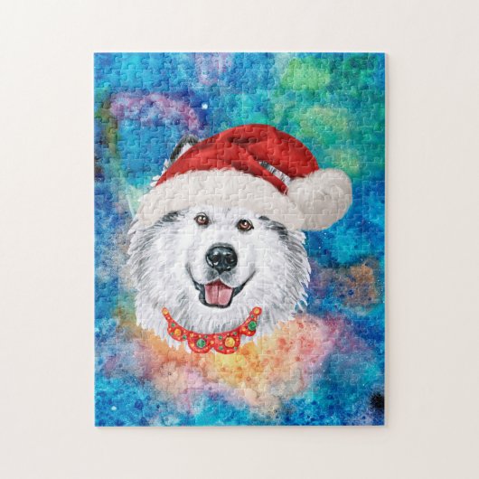 Alaskan Malamute Breed Dog Weihnachtsmuster Puzzle (Vertikal)