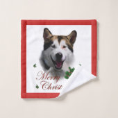 Alaskan Malamute Christmas Badhandtuch Set (Waschlappen)