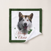 Alaskan Malamute Christmas Badhandtuch Set (Waschlappen)