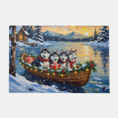 Alaskan Malamute Christmas Boat Holiday Fußmatte (Vorderseite)