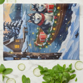 Alaskan Malamute Christmas Boat Holiday Geschirrtuch (Gefaltet)