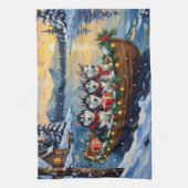 Alaskan Malamute Christmas Boat Holiday Geschirrtuch (Vertikal)
