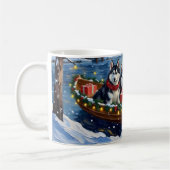 Alaskan Malamute Christmas Boat Holiday Kaffeetasse (Links)