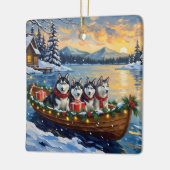 Alaskan Malamute Christmas Boat Holiday Keramikornament (Links)