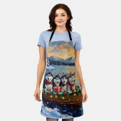 Alaskan Malamute Christmas Boat Holiday Schürze (Getragen)