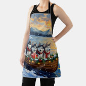 Alaskan Malamute Christmas Boat Holiday Schürze (InSitu)