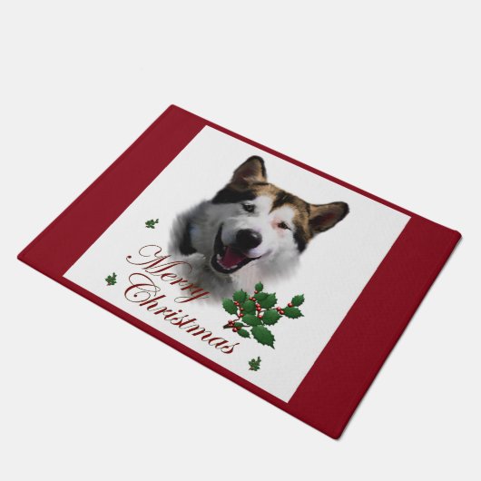 Alaskan Malamute Christmas Fußmatte (Schrägansicht)