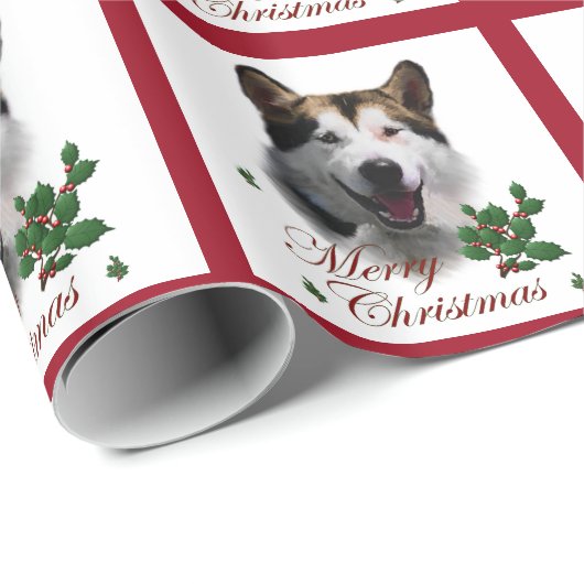Alaskan Malamute Christmas Geschenkpapier (Rolleneckpunkt)