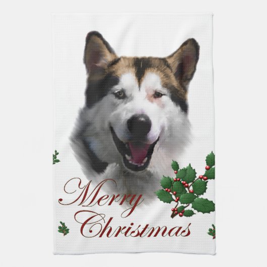 Alaskan Malamute Christmas Geschirrtuch (Vertikal)