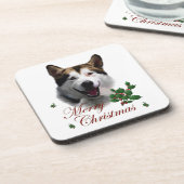 Alaskan Malamute Christmas Getränkeuntersetzer (Linke Seite)