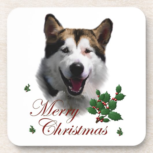 Alaskan Malamute Christmas Getränkeuntersetzer (Vorderseite)